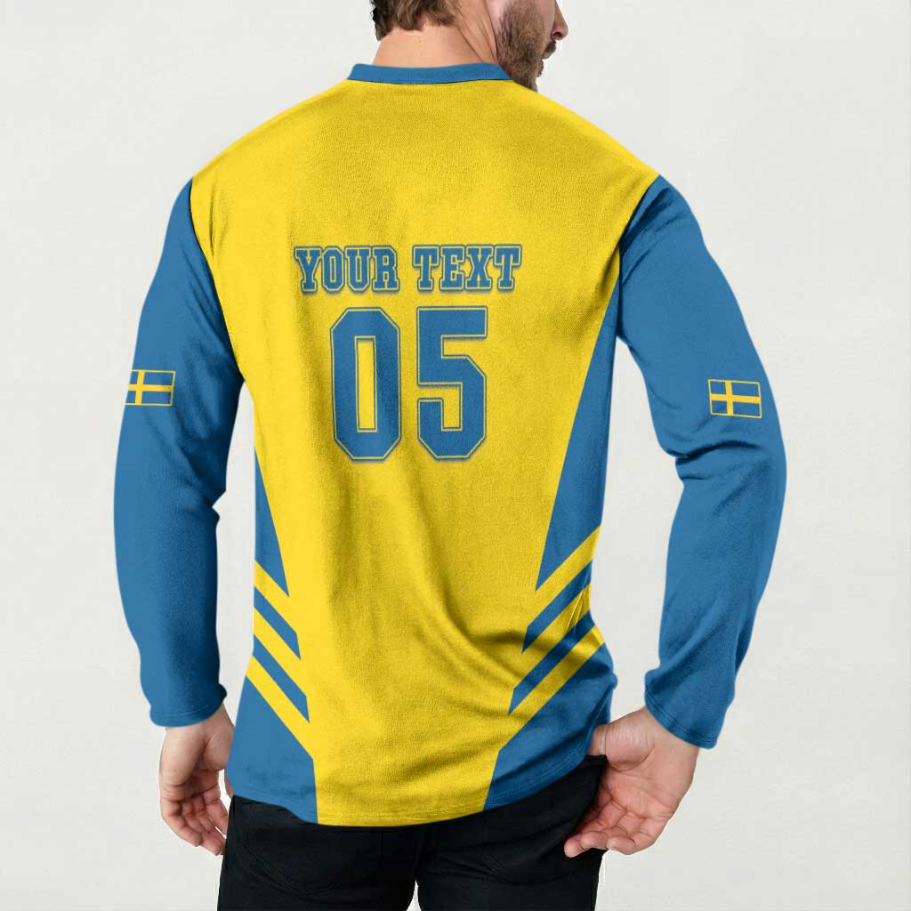 Custom Football 2026 Sweden Button Sweatshirt Sverige Blagult Sporty Style