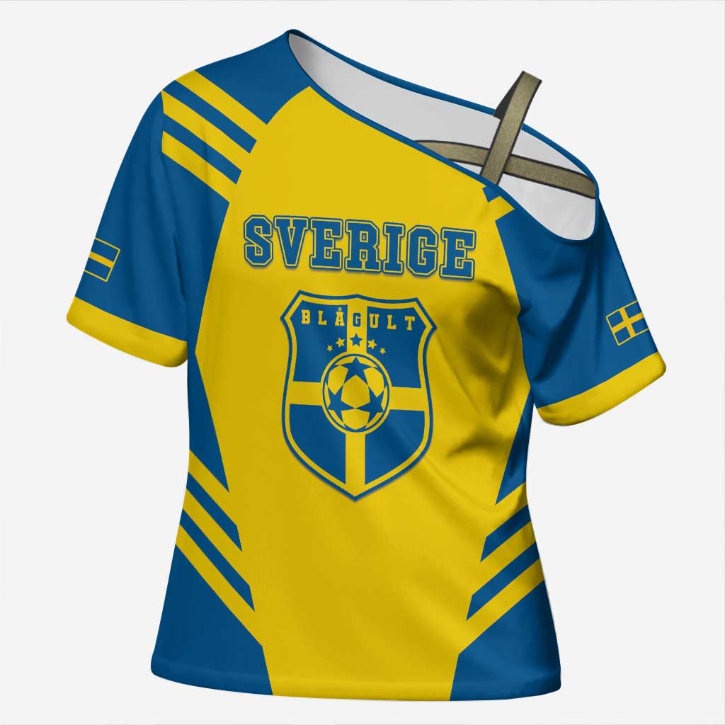 Custom Football 2026 Sweden Cross Shoulder Shirt Sverige Blagult Sporty Style
