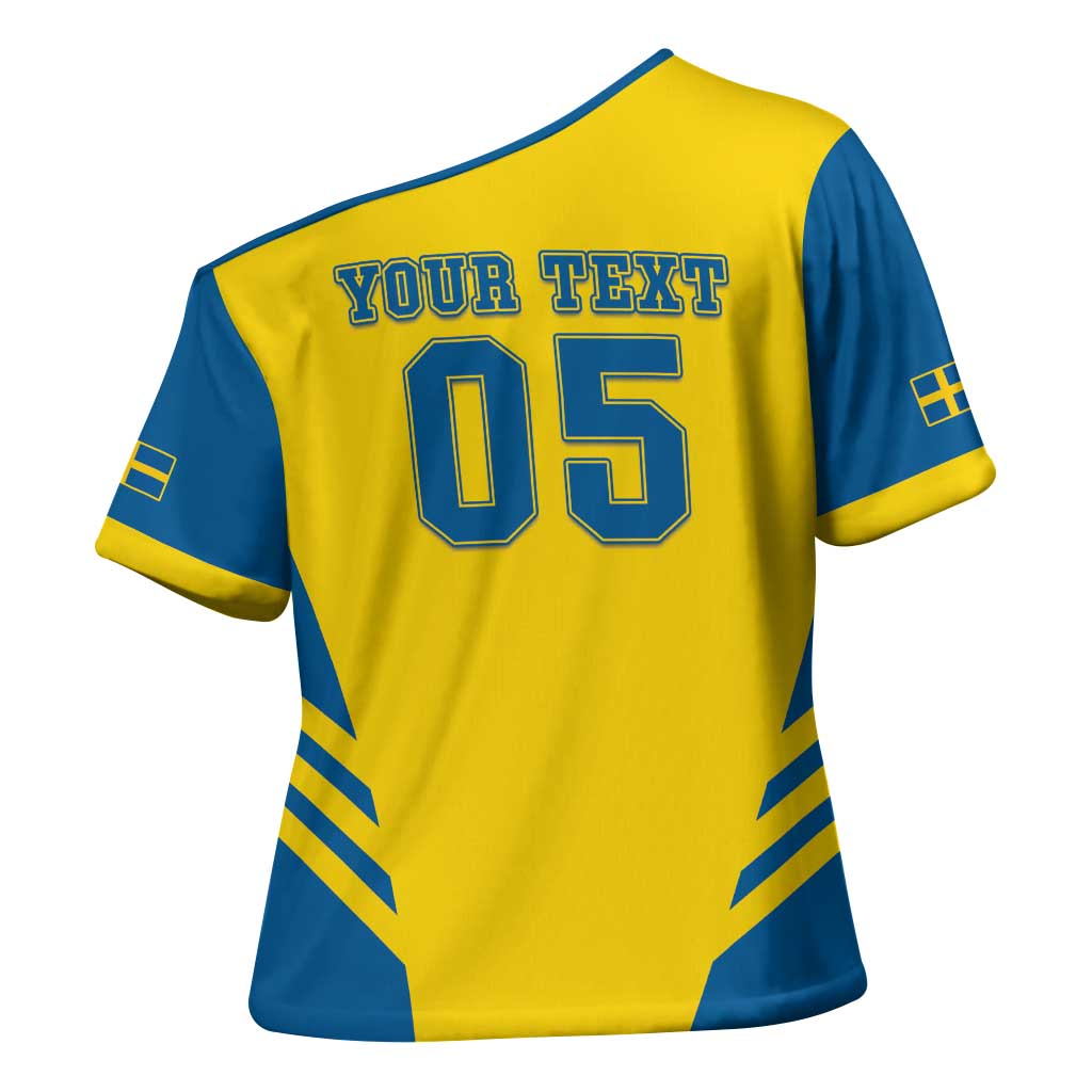Custom Football 2026 Sweden Cross Shoulder Shirt Sverige Blagult Sporty Style