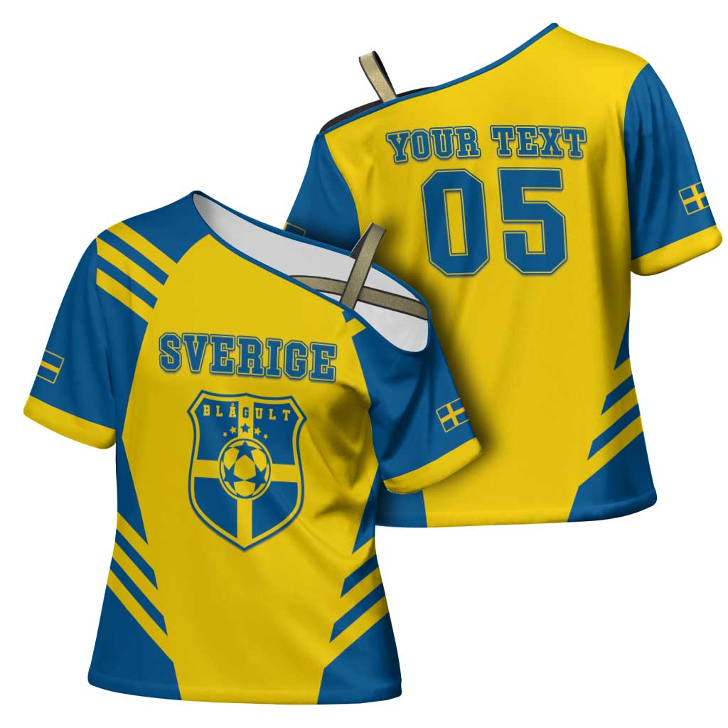 Custom Football 2026 Sweden Cross Shoulder Shirt Sverige Blagult Sporty Style