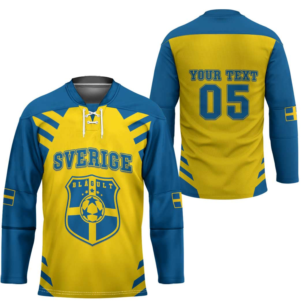Custom Football 2026 Sweden Hockey Jersey Sverige Blagult Sporty Style