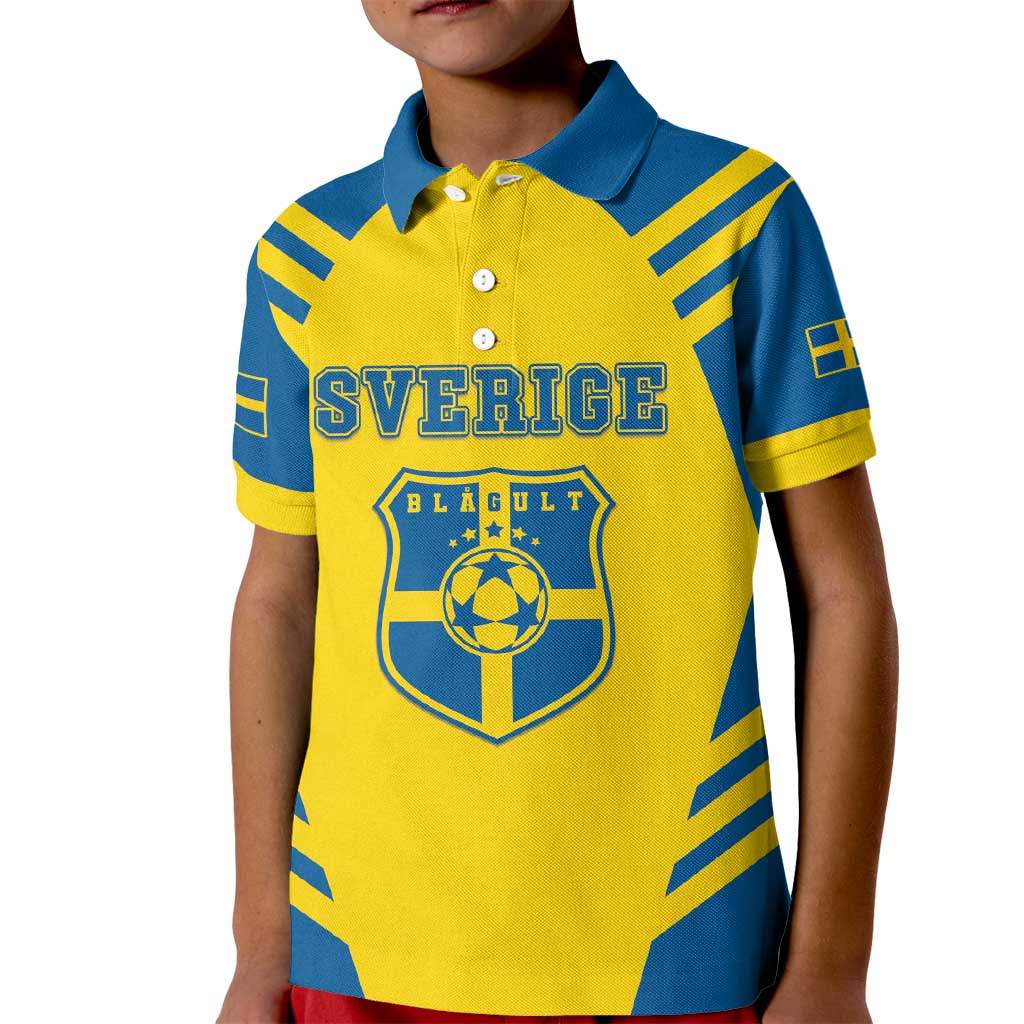 Custom Football 2026 Sweden Kid Polo Shirt Sverige Blagult Sporty Style