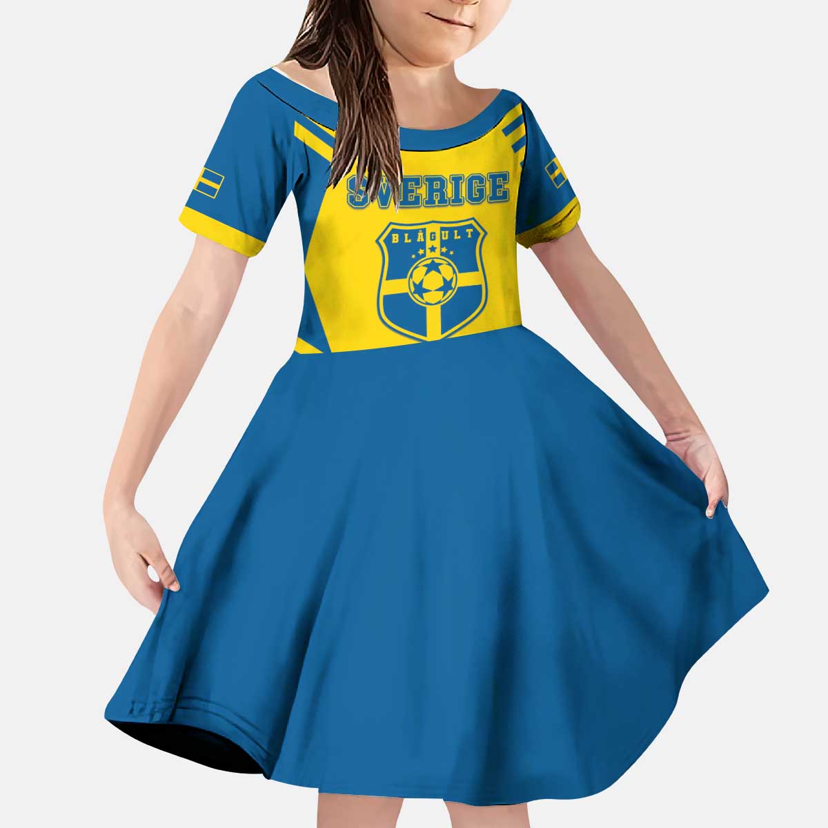 Custom Football 2026 Sweden Kid Short Sleeve Dress Sverige Blagult Sporty Style