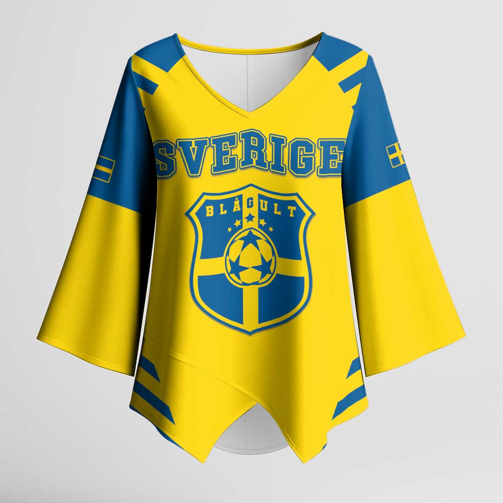 Custom Football 2026 Sweden Kimono Sleeve Blouse Sverige Blagult Sporty Style