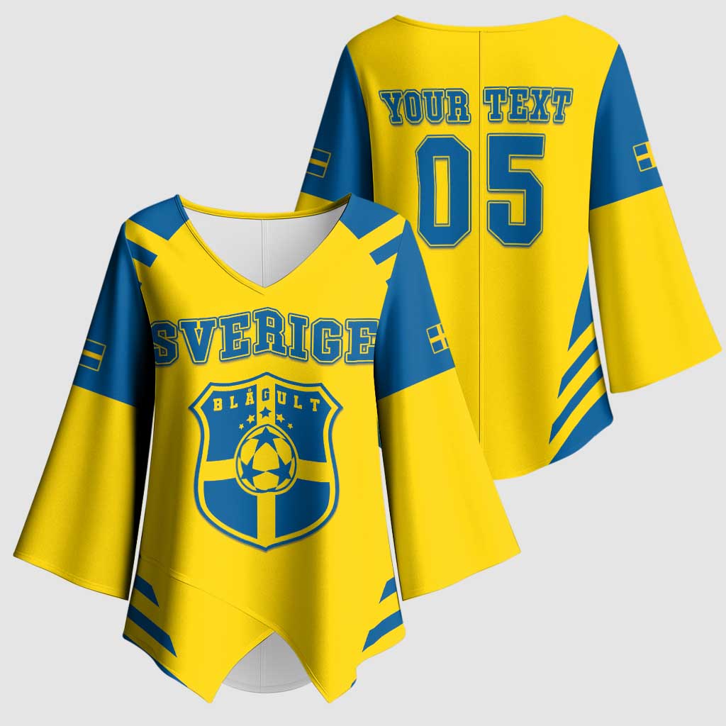 Custom Football 2026 Sweden Kimono Sleeve Blouse Sverige Blagult Sporty Style