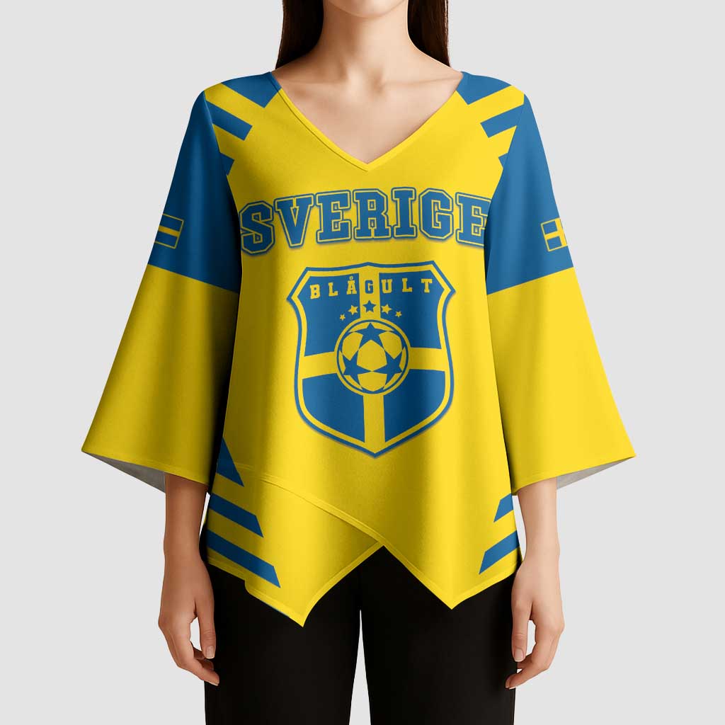 Custom Football 2026 Sweden Kimono Sleeve Blouse Sverige Blagult Sporty Style