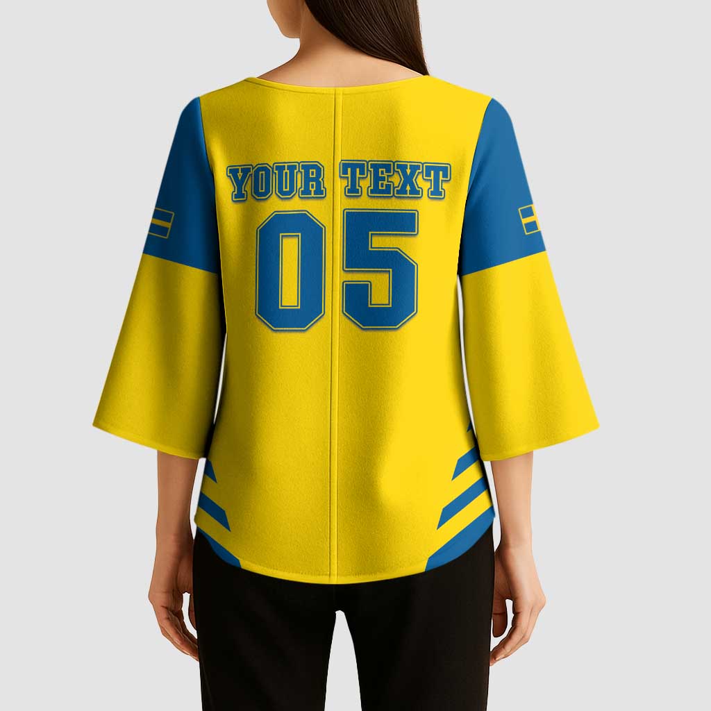 Custom Football 2026 Sweden Kimono Sleeve Blouse Sverige Blagult Sporty Style