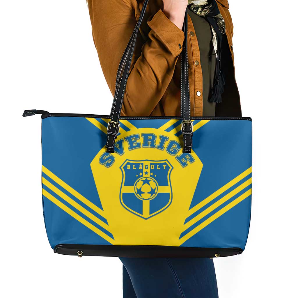 Football 2026 Sweden Leather Tote Bag Sverige Blagult Sporty Style