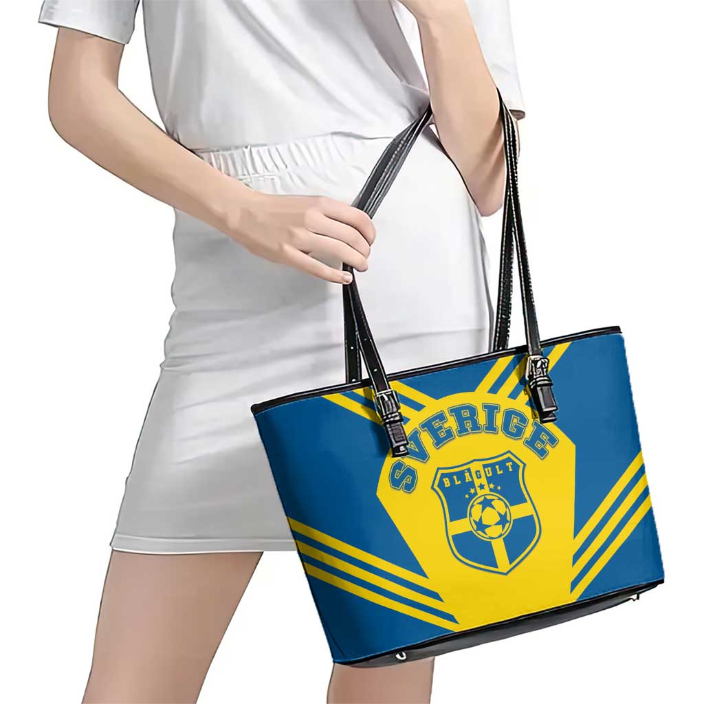 Football 2026 Sweden Leather Tote Bag Sverige Blagult Sporty Style