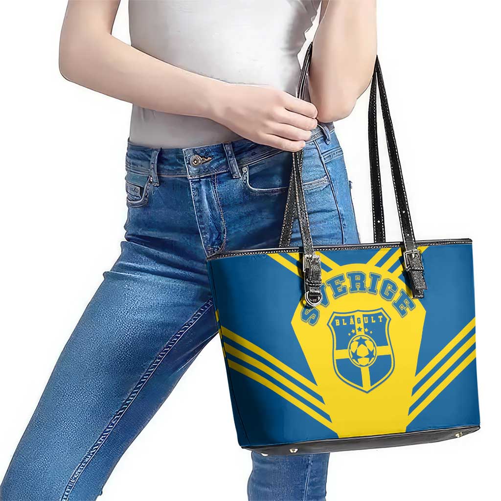 Football 2026 Sweden Leather Tote Bag Sverige Blagult Sporty Style