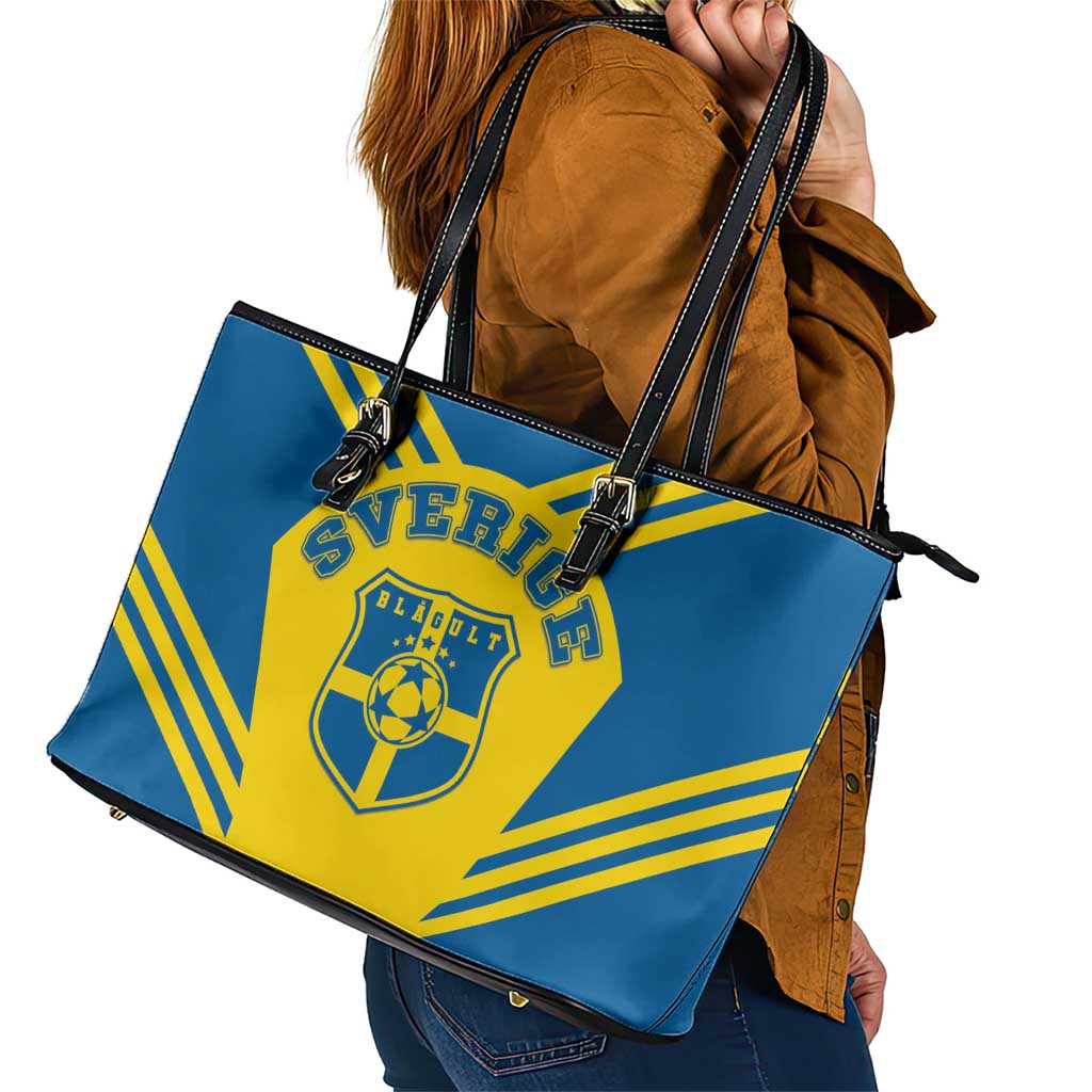 Football 2026 Sweden Leather Tote Bag Sverige Blagult Sporty Style