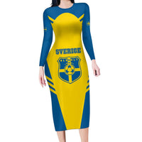 Custom Football 2026 Sweden Long Sleeve Bodycon Dress Sverige Blagult Sporty Style