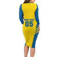 Custom Football 2026 Sweden Long Sleeve Bodycon Dress Sverige Blagult Sporty Style