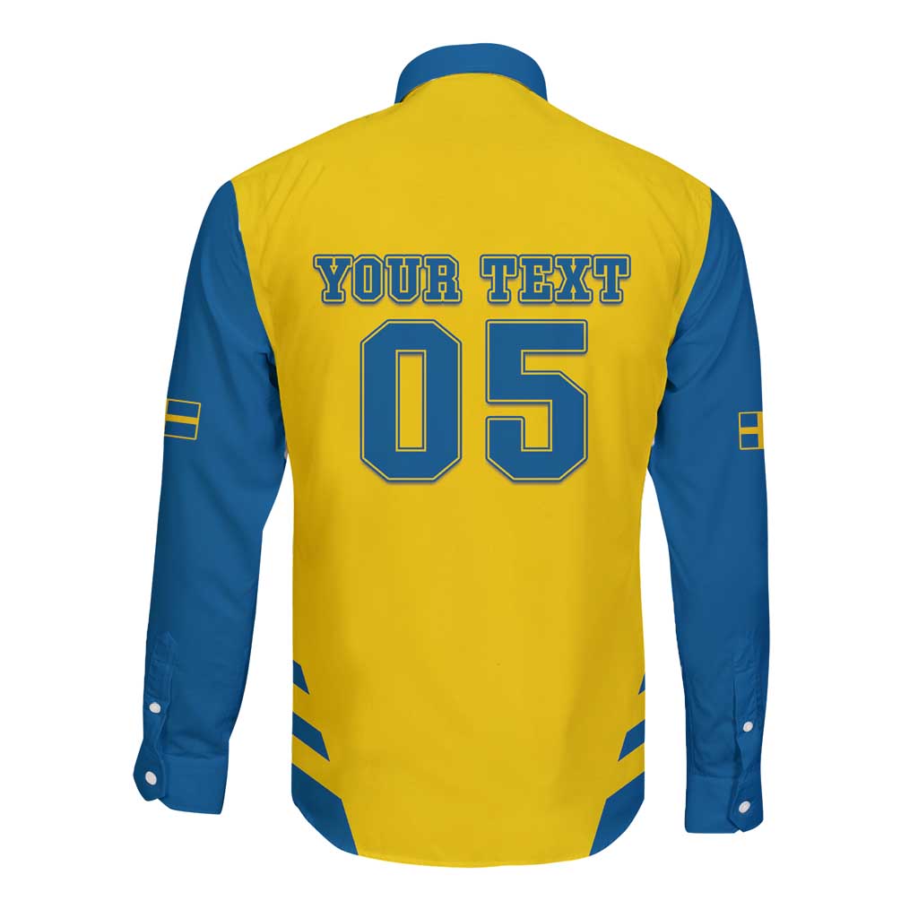 Custom Football 2026 Sweden Long Sleeve Button Shirt Sverige Blagult Sporty Style