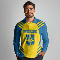 Custom Football 2026 Sweden Long Sleeve Polo Shirt Sverige Blagult Sporty Style