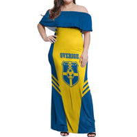 Custom Football 2026 Sweden Off Shoulder Maxi Dress Sverige Blagult Sporty Style