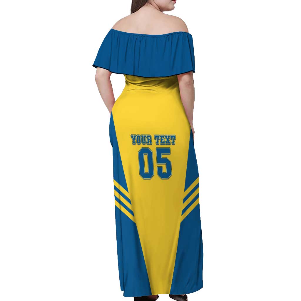 Custom Football 2026 Sweden Off Shoulder Maxi Dress Sverige Blagult Sporty Style