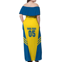 Custom Football 2026 Sweden Off Shoulder Maxi Dress Sverige Blagult Sporty Style