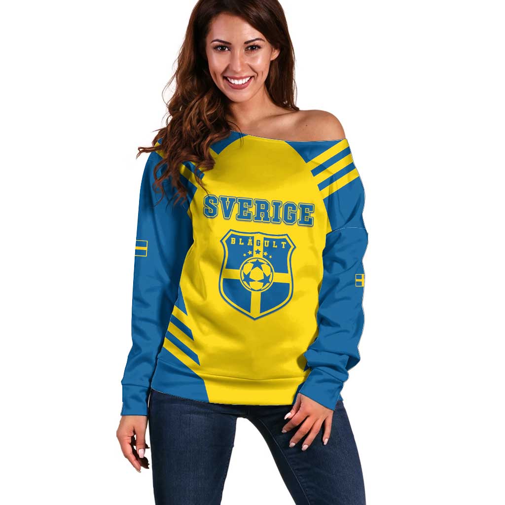 Custom Football 2026 Sweden Off Shoulder Sweater Sverige Blagult Sporty Style