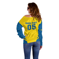 Custom Football 2026 Sweden Off Shoulder Sweater Sverige Blagult Sporty Style