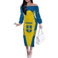 Custom Football 2026 Sweden Off The Shoulder Long Sleeve Dress Sverige Blagult Sporty Style