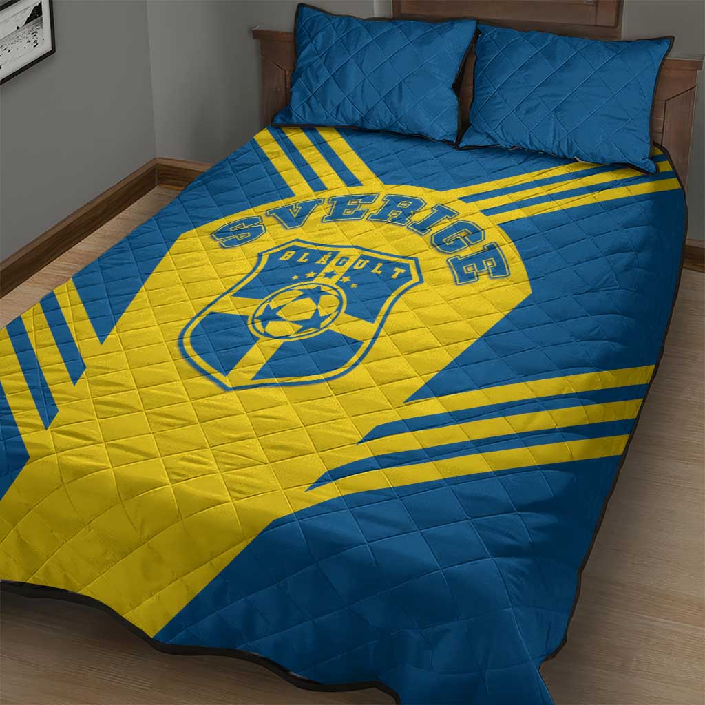 Football 2026 Sweden Quilt Bed Set Sverige Blagult Sporty Style