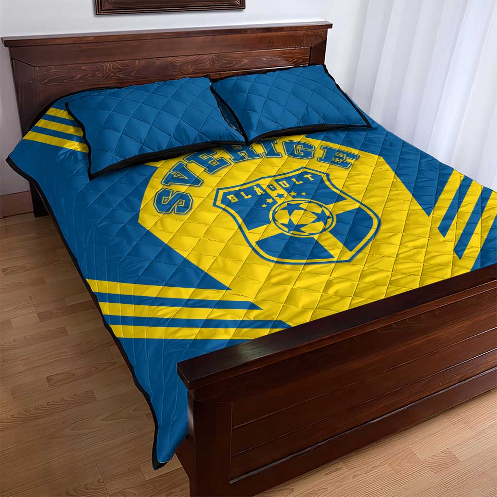Football 2026 Sweden Quilt Bed Set Sverige Blagult Sporty Style