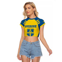 Custom Football 2026 Sweden Raglan Cropped T Shirt Sverige Blagult Sporty Style