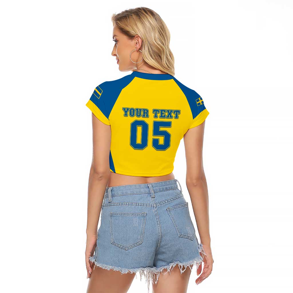 Custom Football 2026 Sweden Raglan Cropped T Shirt Sverige Blagult Sporty Style