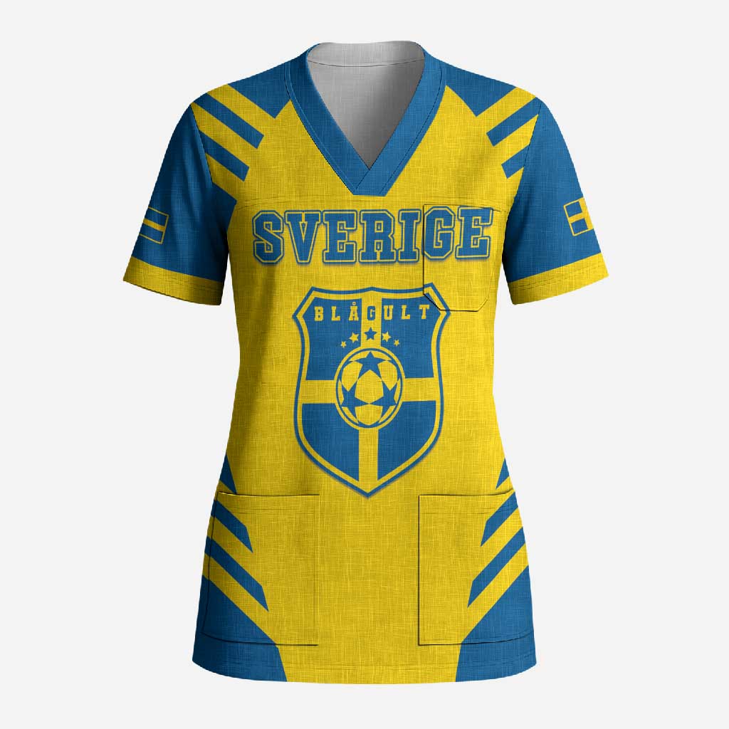 Custom Football 2026 Sweden Scrub Top Sverige Blagult Sporty Style