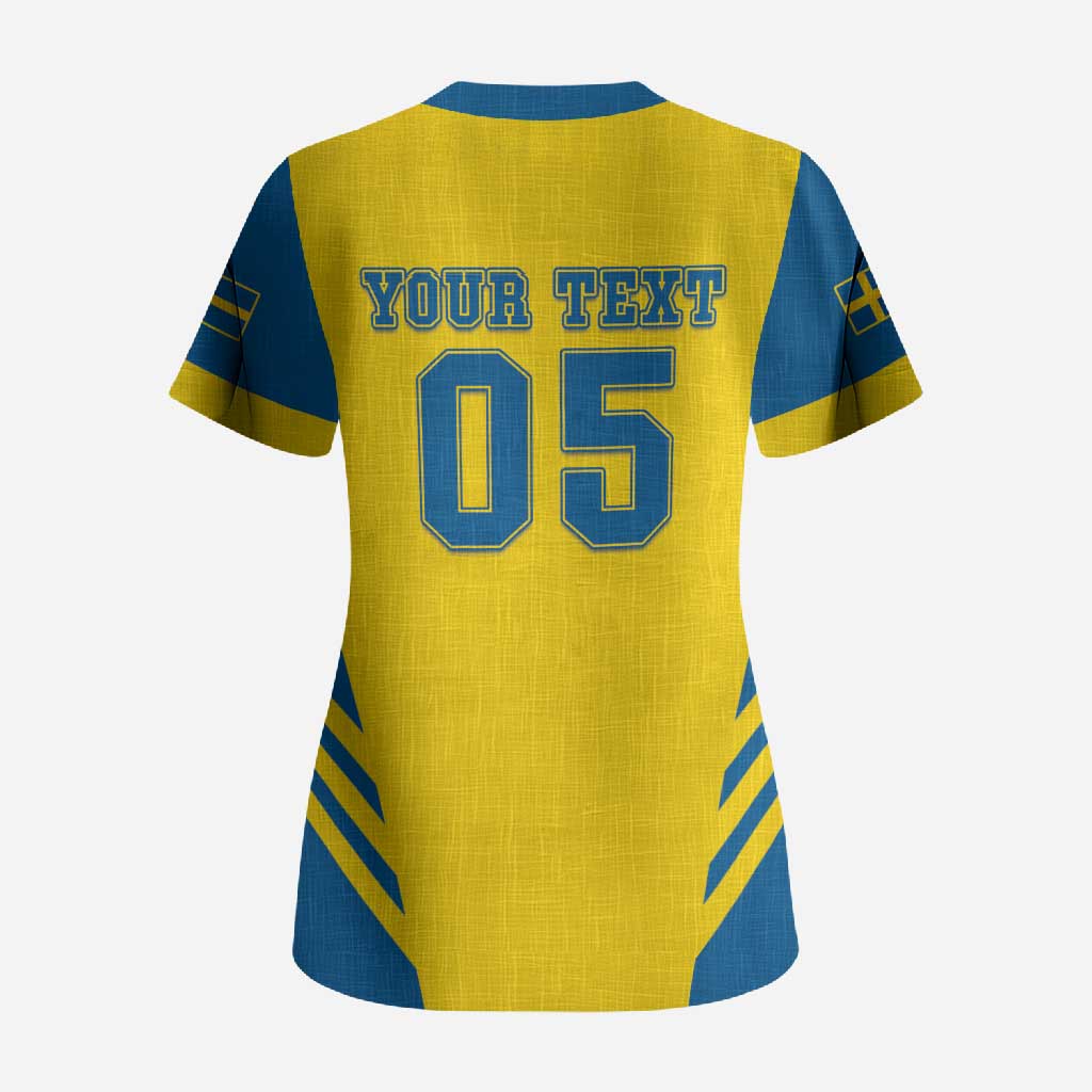 Custom Football 2026 Sweden Scrub Top Sverige Blagult Sporty Style