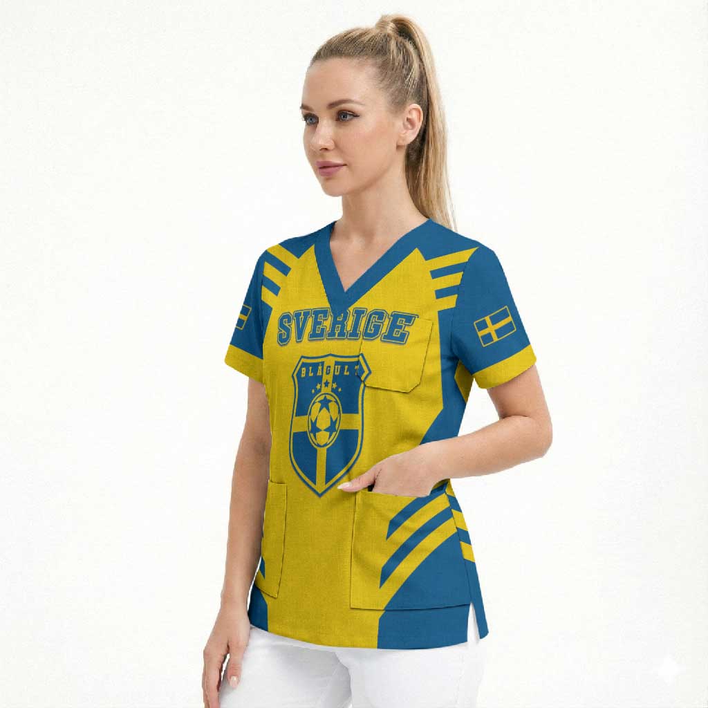 Custom Football 2026 Sweden Scrub Top Sverige Blagult Sporty Style