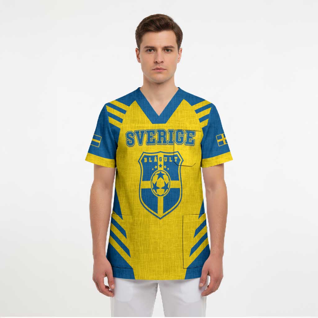 Custom Football 2026 Sweden Scrub Top Sverige Blagult Sporty Style