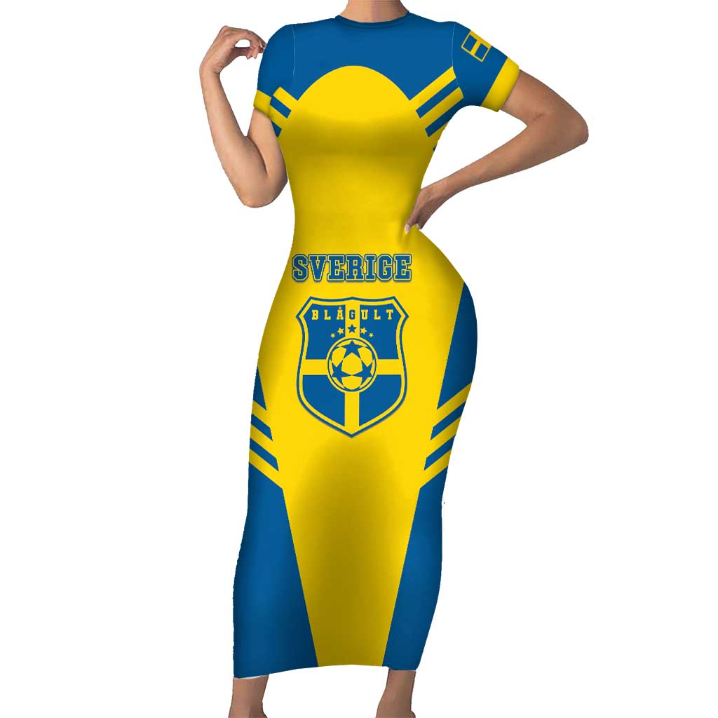 Custom Football 2026 Sweden Short Sleeve Bodycon Dress Sverige Blagult Sporty Style
