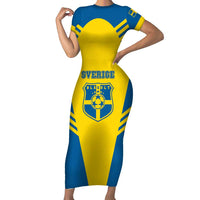 Custom Football 2026 Sweden Short Sleeve Bodycon Dress Sverige Blagult Sporty Style