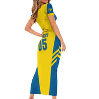 Custom Football 2026 Sweden Short Sleeve Bodycon Dress Sverige Blagult Sporty Style