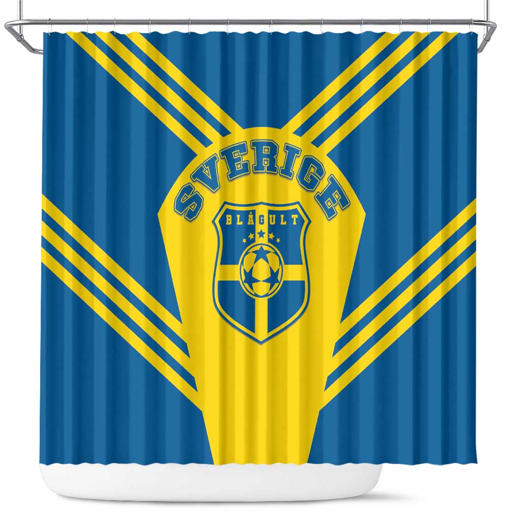 Football 2026 Sweden Shower Curtain Sverige Blagult Sporty Style