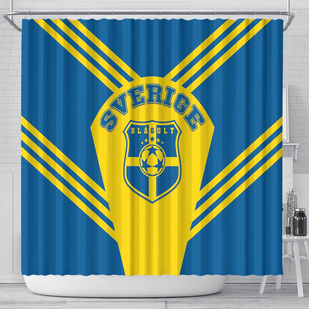 Football 2026 Sweden Shower Curtain Sverige Blagult Sporty Style