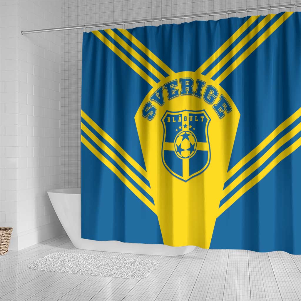 Football 2026 Sweden Shower Curtain Sverige Blagult Sporty Style