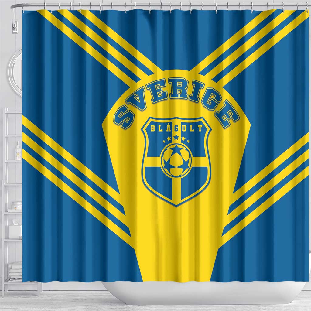 Football 2026 Sweden Shower Curtain Sverige Blagult Sporty Style