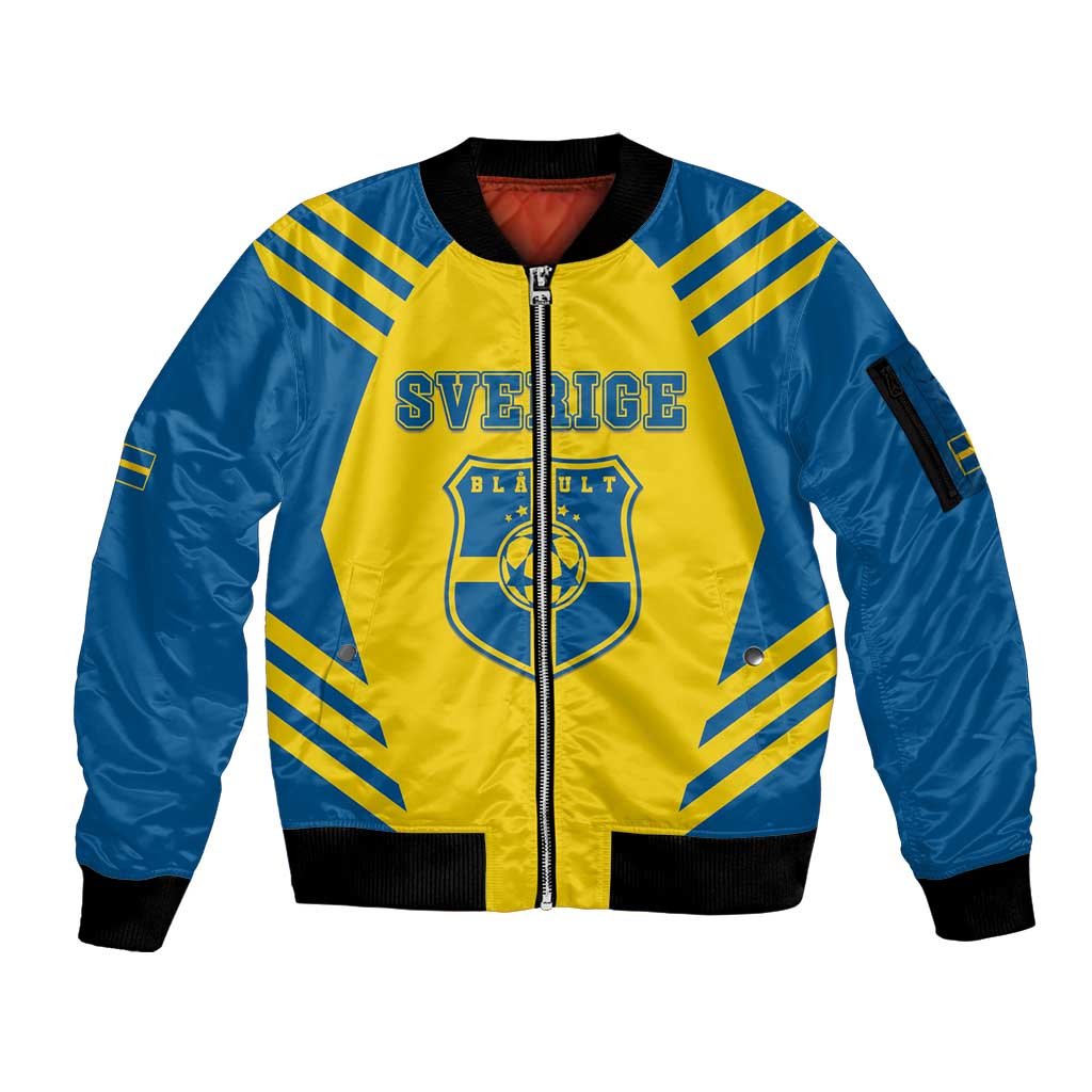 Custom Football 2026 Sweden Sleeve Zip Bomber Jacket Sverige Blagult Sporty Style