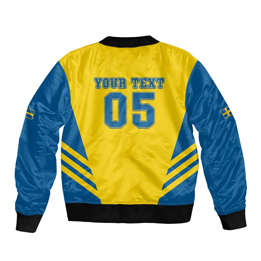 Custom Football 2026 Sweden Sleeve Zip Bomber Jacket Sverige Blagult Sporty Style
