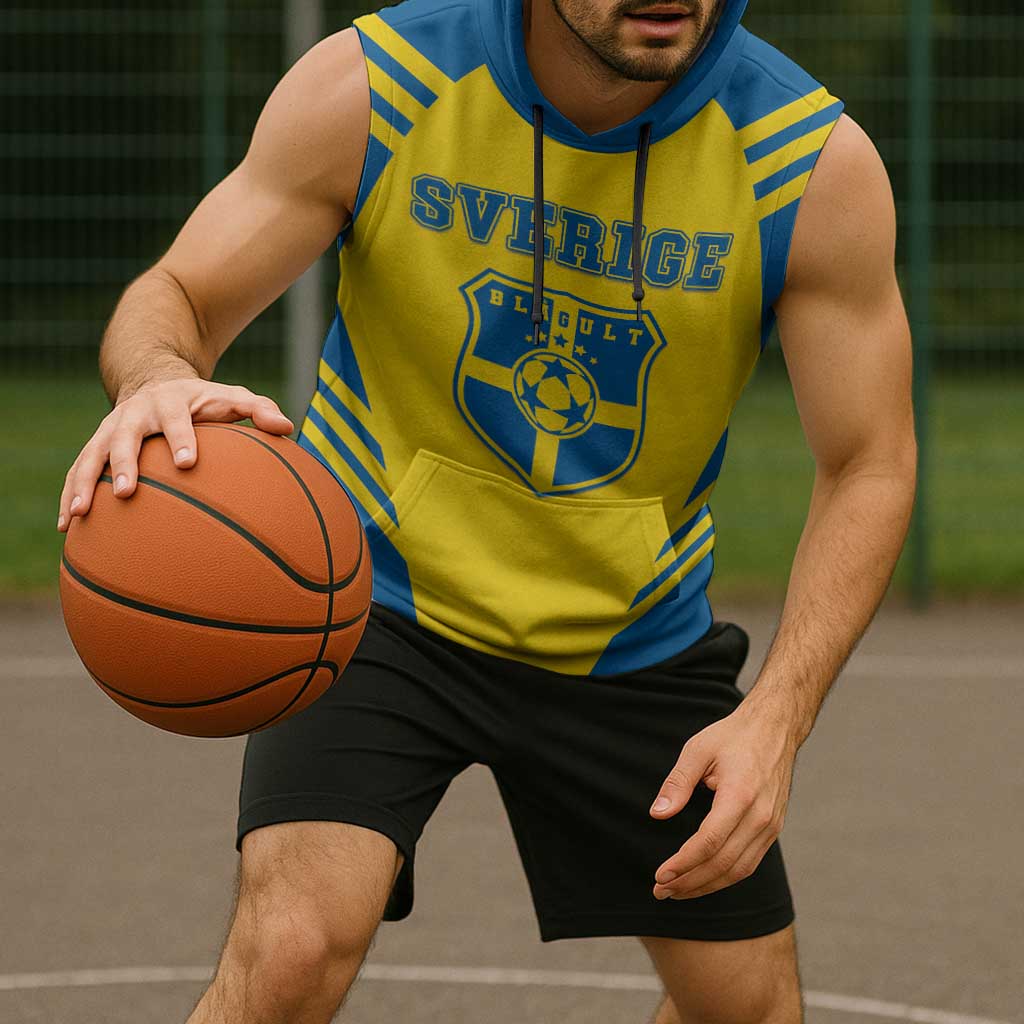 Custom Football 2026 Sweden Sleeveless Hoodie Sverige Blagult Sporty Style
