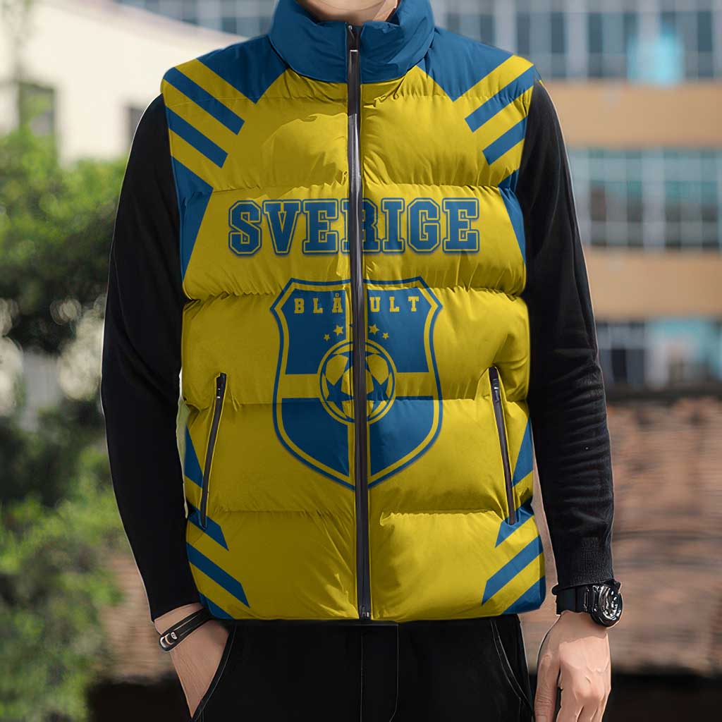 Custom Football 2026 Sweden Sleeveless Puffer Jacket Sverige Blagult Sporty Style