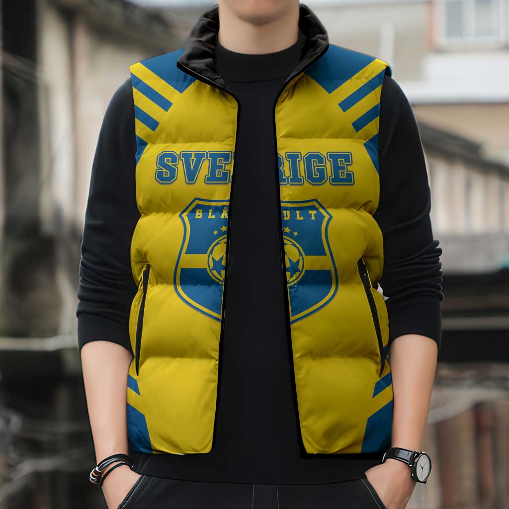 Custom Football 2026 Sweden Sleeveless Puffer Jacket Sverige Blagult Sporty Style