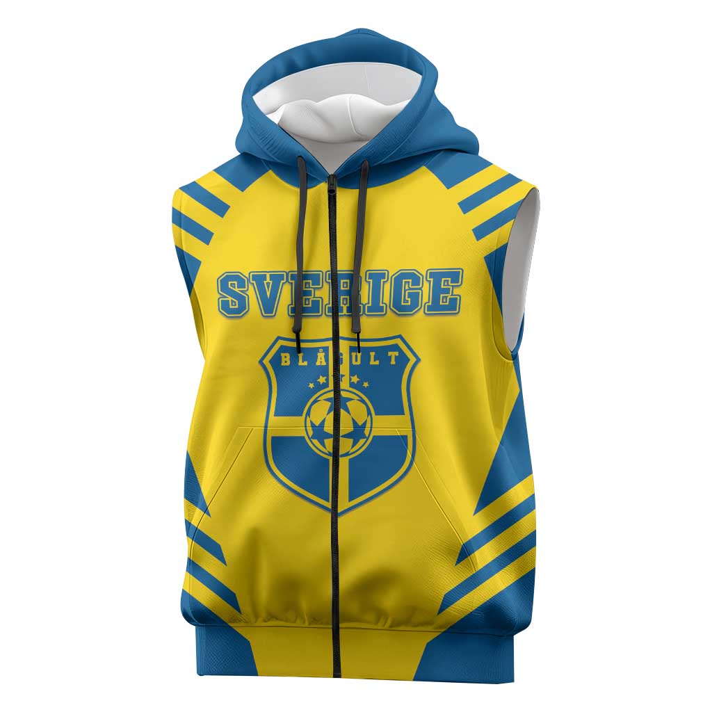 Custom Football 2026 Sweden Sleeveless Zip Hoodie Sverige Blagult Sporty Style