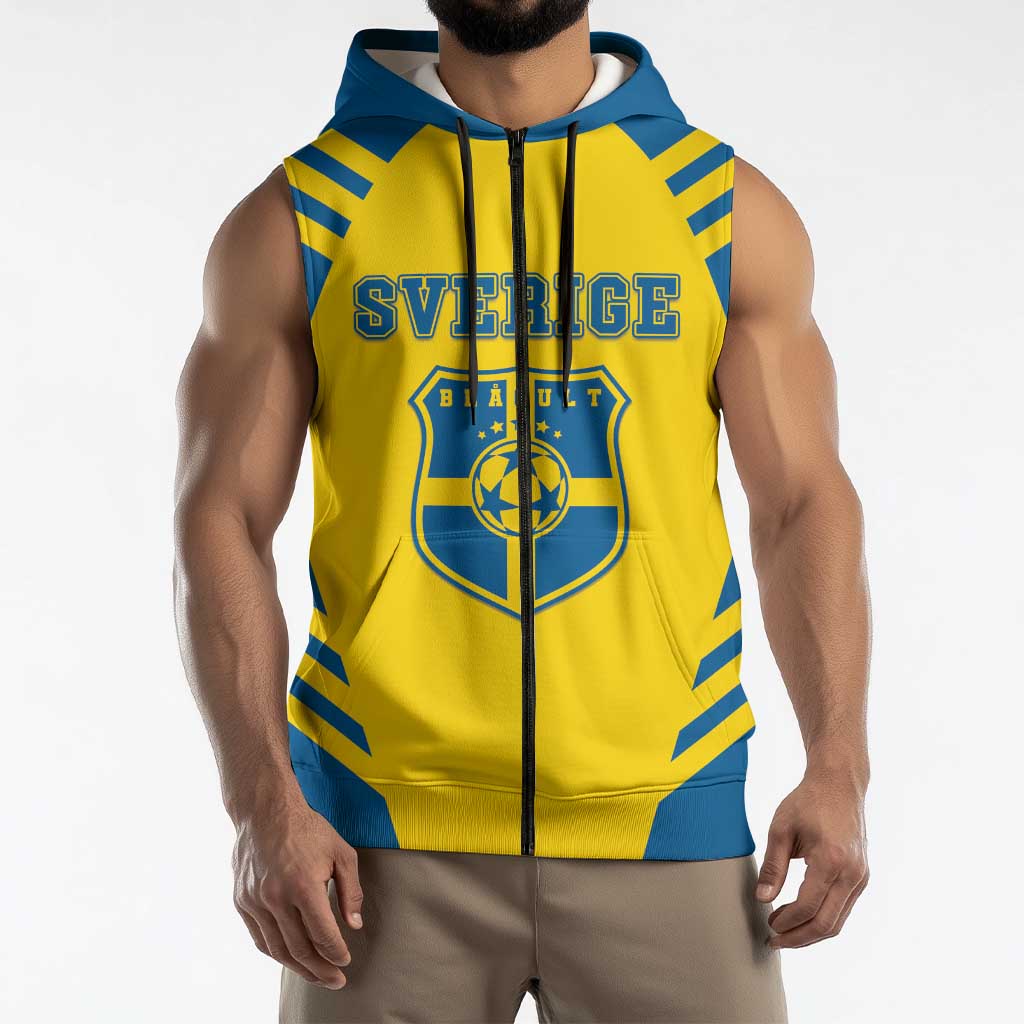 Custom Football 2026 Sweden Sleeveless Zip Hoodie Sverige Blagult Sporty Style