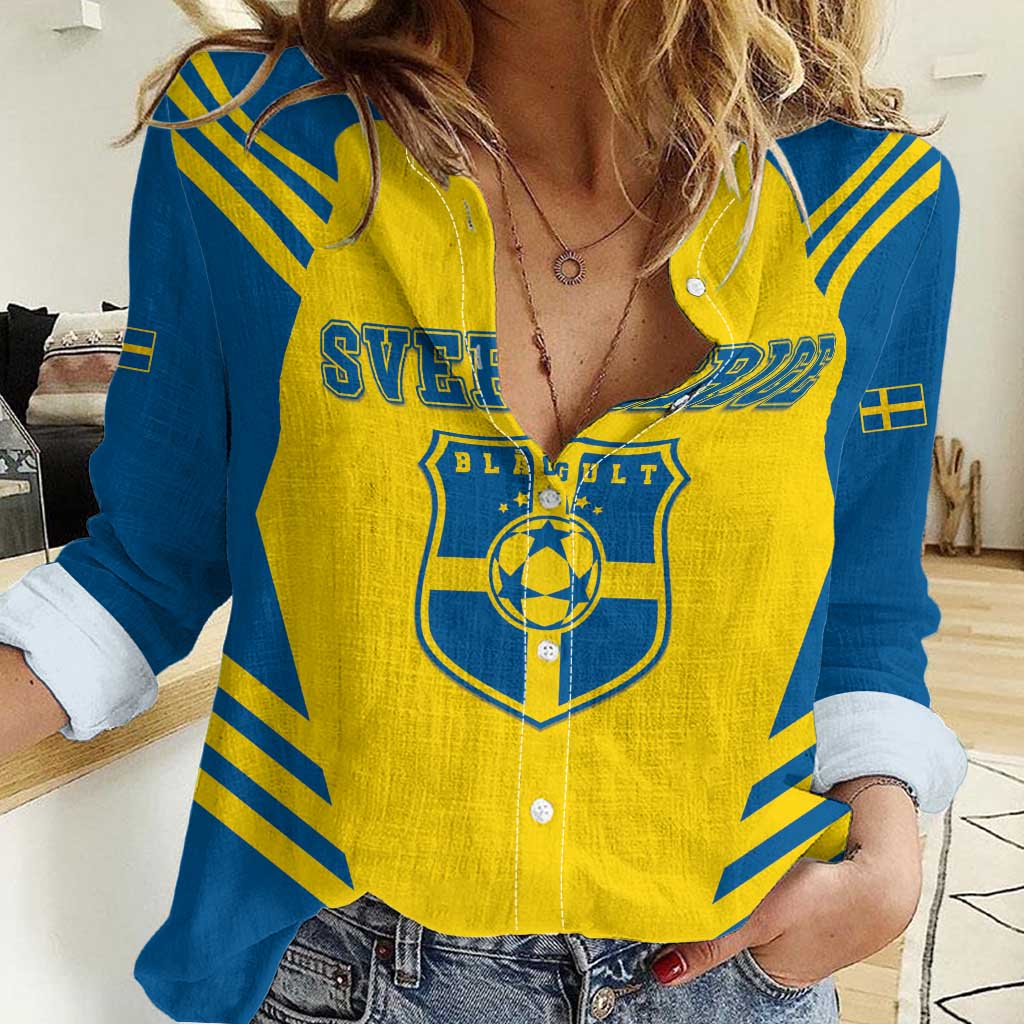 Custom Football 2026 Sweden Women Casual Shirt Sverige Blagult Sporty Style