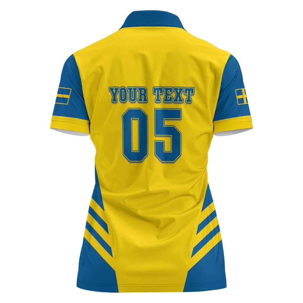 Custom Football 2026 Sweden Women Polo Shirt Sverige Blagult Sporty Style