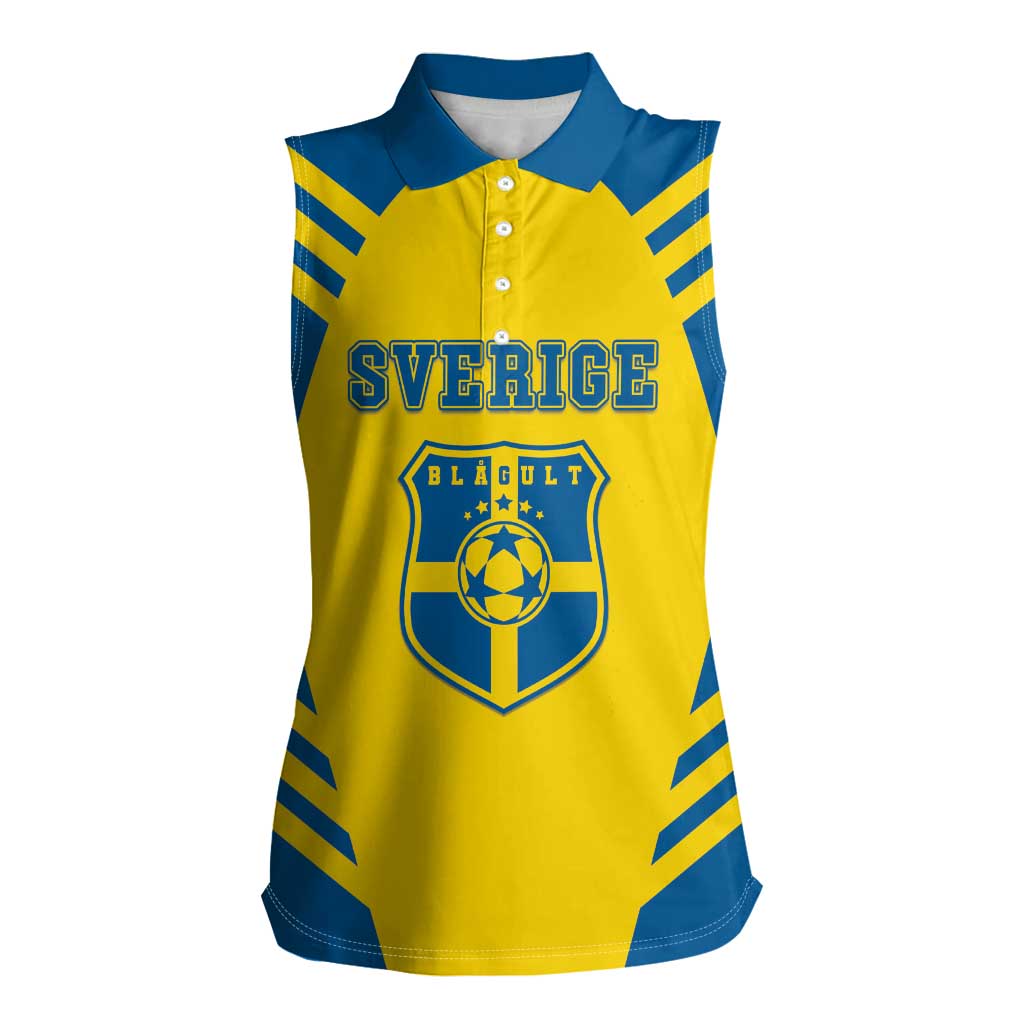Custom Football 2026 Sweden Women Sleeveless Polo Shirt Sverige Blagult Sporty Style